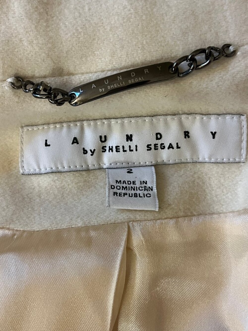 Laundry by Shelli Segal Ivory Wool Military Inspired Coat Size 2 - Picture 14 of 16